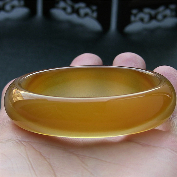 天然巴西玛瑙手镯/加厚不加宽/原色无优化/精美纹理/蜜糖色玉髓