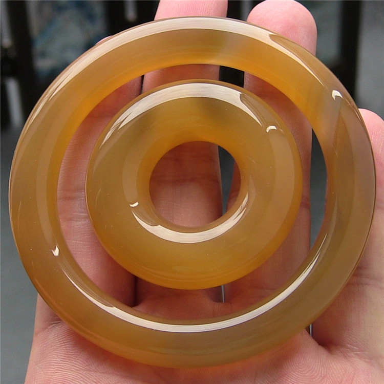 套装组合/天然马达加斯加玛瑙手镯/平安环吊坠/蜜糖色玉髓/原色