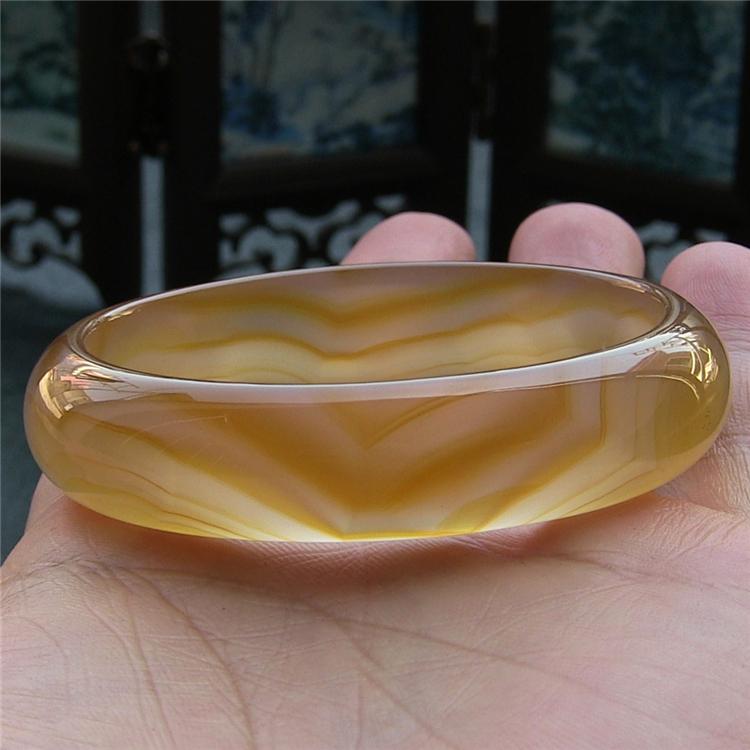 天然巴西玛瑙手镯/加厚不加宽/原色无优化/精美纹理蜜糖色玉髓154