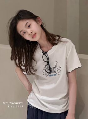 童乐鱼2026夏季新款女童韩版卡通小狗短袖T恤儿童百搭上衣潮96503