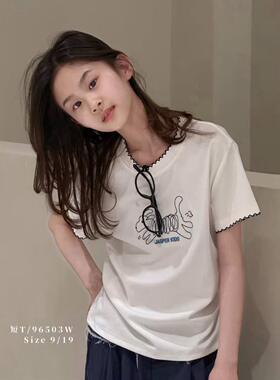 童乐鱼2026夏季新款女童韩版卡通小狗短袖T恤儿童百搭上衣潮96503