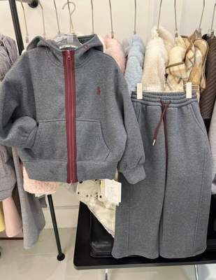 7+kids2025冬季新款儿童加绒卫衣套装女童洋气保暖两件套潮78629