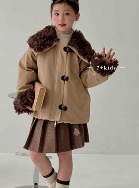 7+kids2025冬季新款女童韩版洋气羽绒服毛领派克服儿童外套78761