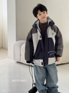 布芮欧2025冬款男女童韩版连帽羽绒服冲锋衣儿童洋气外套潮56177