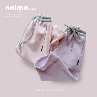 女童休闲卫裤春款2026新款洋气儿童装小女孩时髦百搭直筒运动裤子