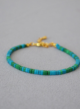 国潮拼接手链绿松石串珠复古女