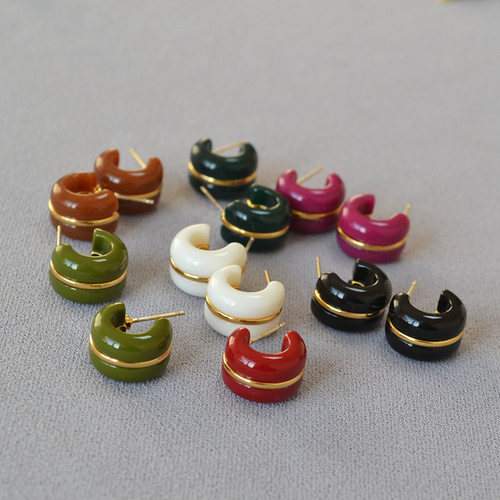 靓丽彩色耳环s925纯银针女