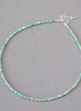 不规则绿色真石项链天河石女