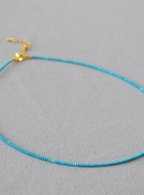 法式小众复古项链绿松石天然石女