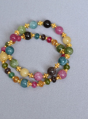 中国手工串珠碧玺复古女