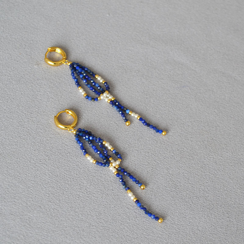 小众气质耳环珍珠青金石复古女