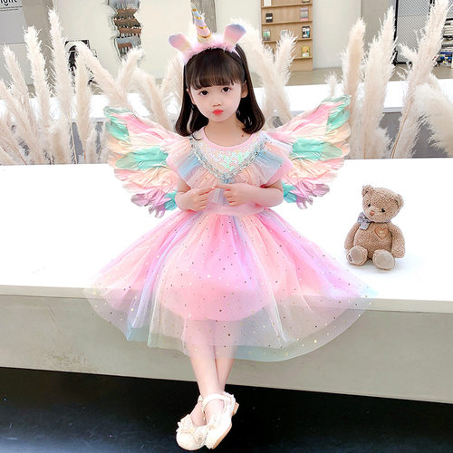 女童夏季小马宝莉彩虹连衣裙