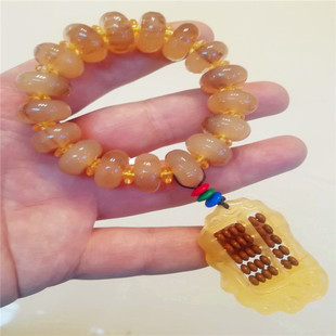 西藏羊角佛珠手串清热解凉菩提根算盘男女式手链手珠念珠血丝扁珠