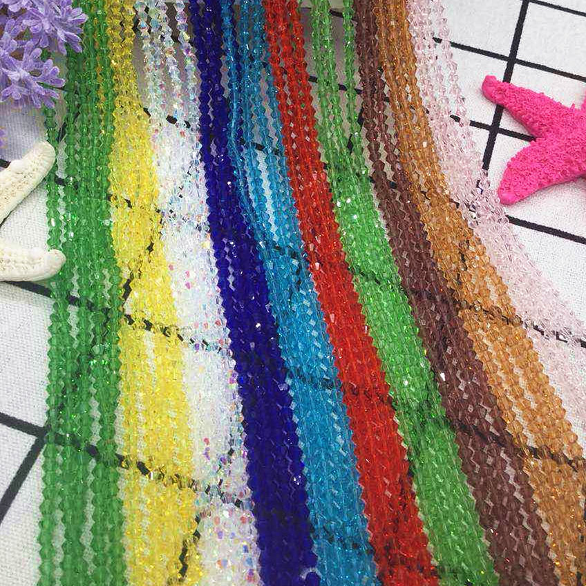 diy手工编制手链戒指转运珠串珠材料3mm彩色菱形人造水晶珠子散珠