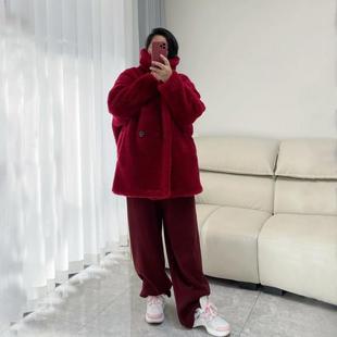 DARONG冬季新款泰迪熊外套短款百分百羊毛绒上衣保暖大衣