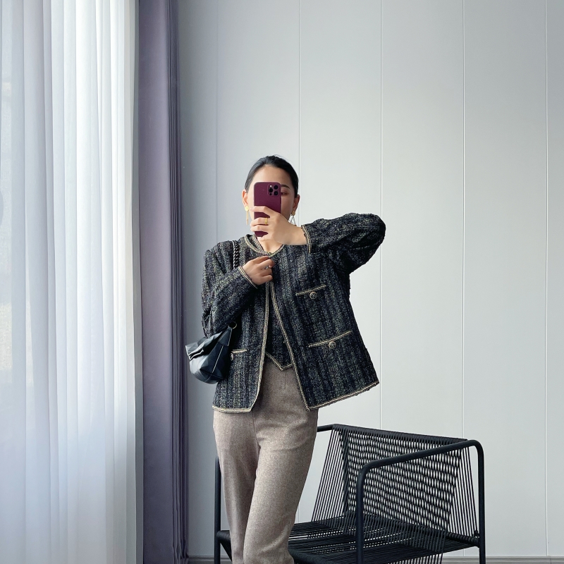 大荣DARONG小香风短款粗花呢外套