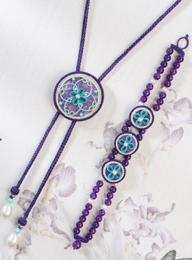 栖石原创中级编绳教程黛蕊项链手链紫龙晶饰品手工编绳首饰