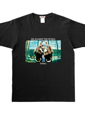 TUPAC 高端态度短袖2PAC街头小领口嘻哈宽松男女纯棉T恤林氏兄弟