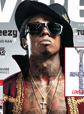 嘻哈白金十字架安赫ANKH项链Lil Wayne同款高品质说唱bling饰品