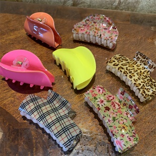 新款韩式橘色中大童发饰头饰品 韩版亚克力爪夹 西瓜红