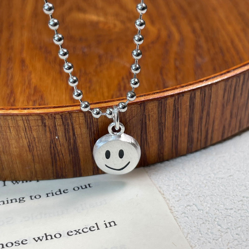 儿童纯银项链宝宝女童99笑脸银饰刻字足银吊坠女孩六一生日礼物