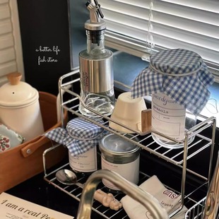 厨房201不锈钢置物架调料杯子收纳架多功能桌面整理 store Fish