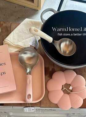 *Fish store*韩式不锈钢汤勺硅胶短手柄盛粥加厚火锅勺调羹