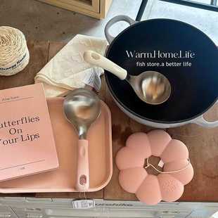 韩式 store 不锈钢汤勺硅胶短手柄盛粥加厚火锅勺调羹 Fish