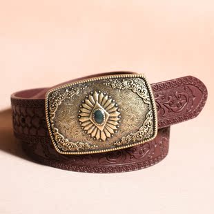 青铜色扣头男士皮带个性潮流服饰男士皮带镀银扣个性潮流个性皮带