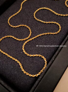 麻花项链女拉丝工艺轻奢高级感编织金项链项圈925银镀金项链