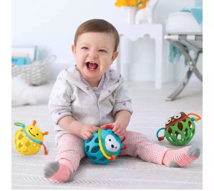 清仓美国正品skiphop摇摇磨牙玩具咬胶婴幼儿锻炼抓握益智手抓球