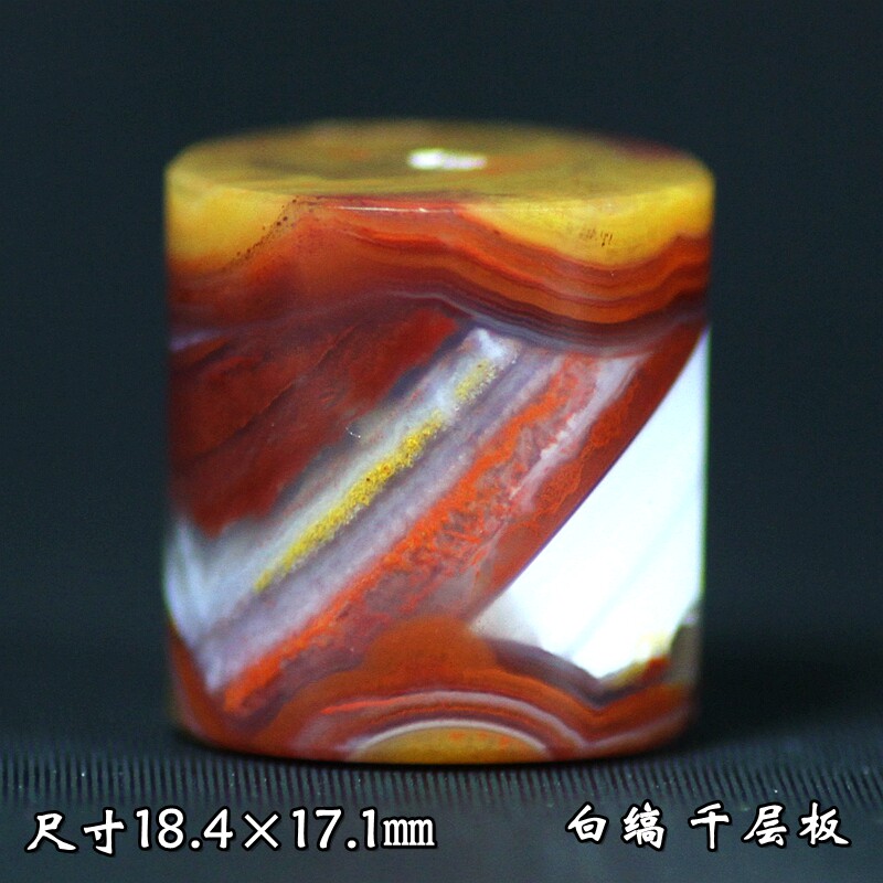天然北票战国红玛瑙艳红黄白缟鼓珠桶珠转运珠锁骨链珠挂件项链坠
