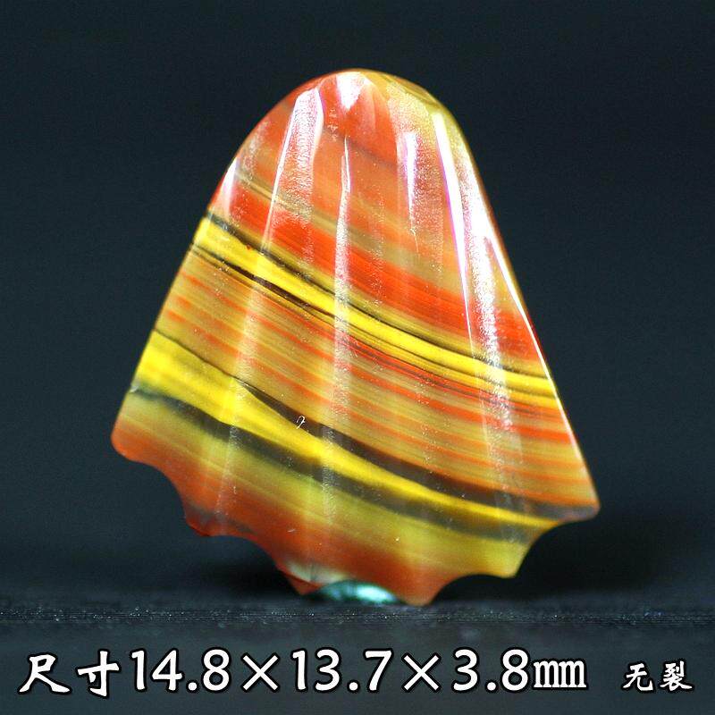 天然北票战国红玛瑙艳红黄满缠丝老料贝壳雕件镶嵌挂件吊坠项链坠