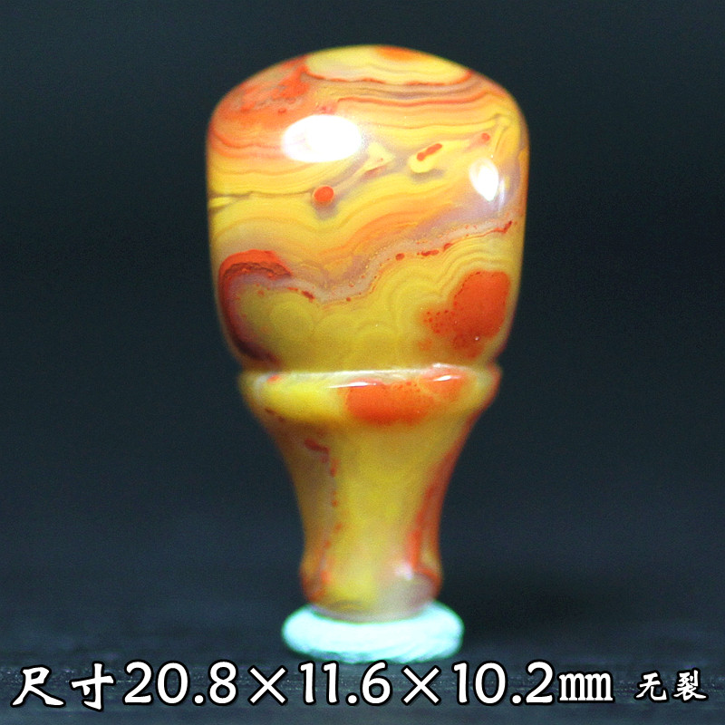 天然北票战国红玛瑙鸡油黄缠丝老料一体三通佛塔佛头佛珠念珠配饰