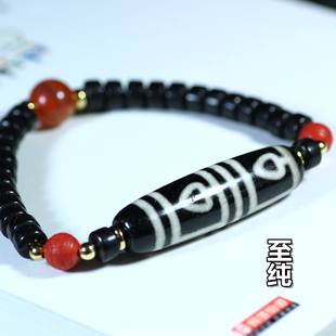 雨默天然西藏真品至纯玛瑙玉髓二三五眼四眼莲花天珠吊坠项链手串