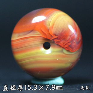 天然北票战国红玛瑙艳红黄老料满缠丝镶嵌款平安扣面包扣挂件吊坠