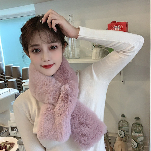 The real auction special price does not reduce the autumn and winter new lovely Plush imitation Rex rabbit hair scarf, warm and versatile scarf