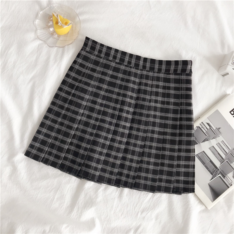 Real price high waist slim pleated skirt autumn plaid skirt skirt skirt