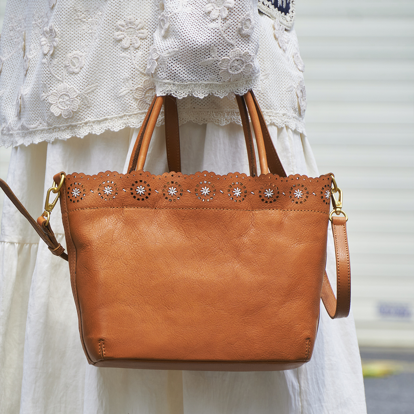 藤也家小众设计真皮包文艺复古植鞣牛皮法式刺绣森女手提斜挎包包