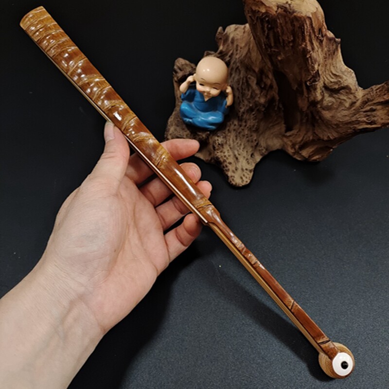 5寸老烟杆罗汉竹和尚头扇骨十八罗汉去皮留节