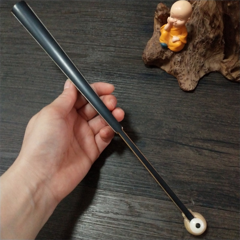 5寸留青墨竹和尚头扇骨手工折扇贴梁刮宓