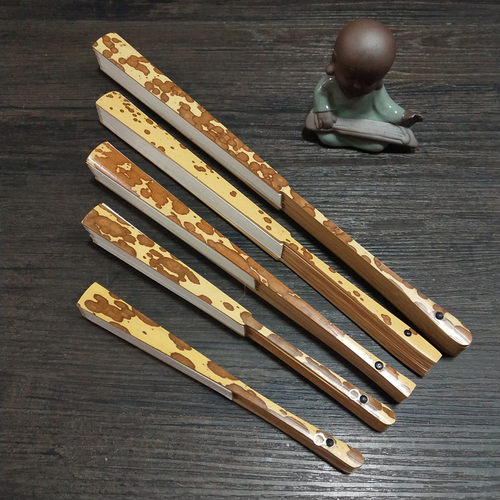 天然斑竹梅妃折扇手工制作苏工