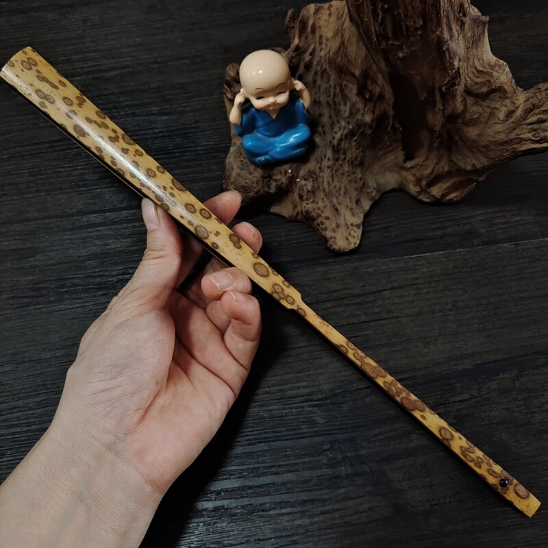 收藏品文玩空白宣纸折扇95寸天然斑竹老料梅鹿乌木翻轮扇骨扇子