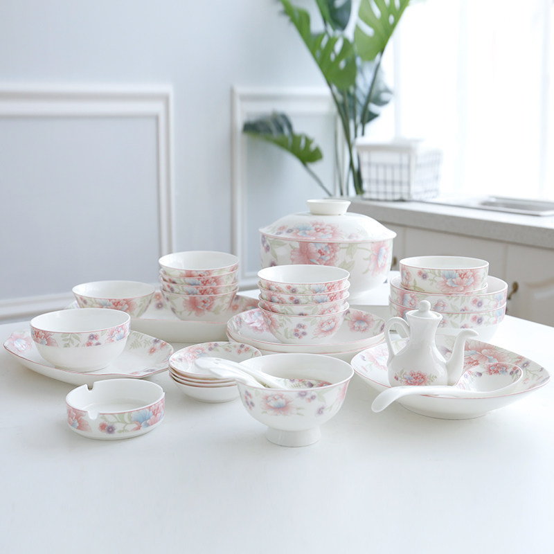 民生逐鹿陶瓷碗碟花花世界家用中式米饭碗汤碗菜盘饭盘鱼盘可微波,餐饮具,碗,淘宝优惠券,粉丝福利购,淘宝优惠卷