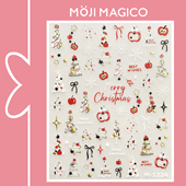 茉季 圣诞节苹果烫金圣诞树美甲贴纸防水指甲贴装 饰贴花饰品M1224