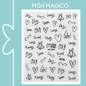 茉季 手帐立体美甲贴纸指甲贴装 饰饰品线条爱心星星英文字母MN068