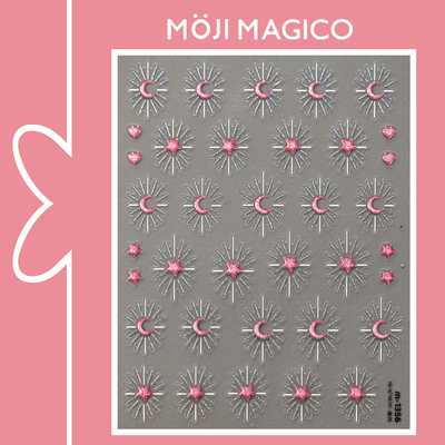 茉季圣光星月爱心果冻胶星闪美甲贴纸防水指甲贴装饰品M1355 1356