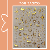 茉季 浮雕烫金星座马年独角兽点钻美甲贴纸防水指甲贴装 饰品TL451