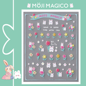 茉季 可爱小兔子郁金香薄韧美甲贴纸防水指甲贴装 饰贴花饰品kx336