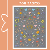 茉季 手帐立体美甲贴纸防水指甲贴装 饰贴花饰品线条小熊花朵MN072